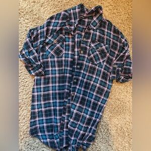 Torrid Plaid Button Down - Blue and Pink